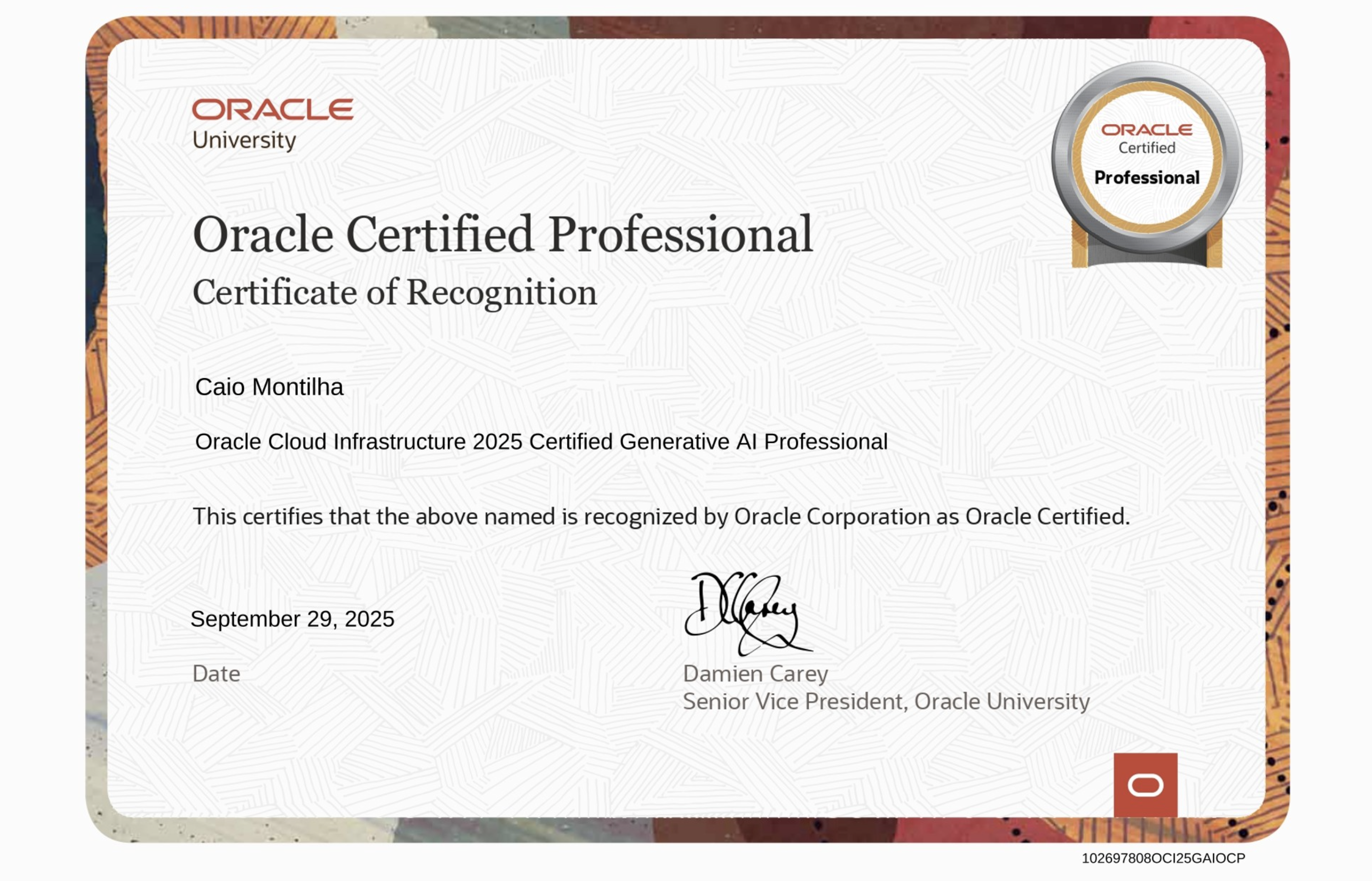Oracle Cloud Infrastructure 2025 Certified Generative AI Professional